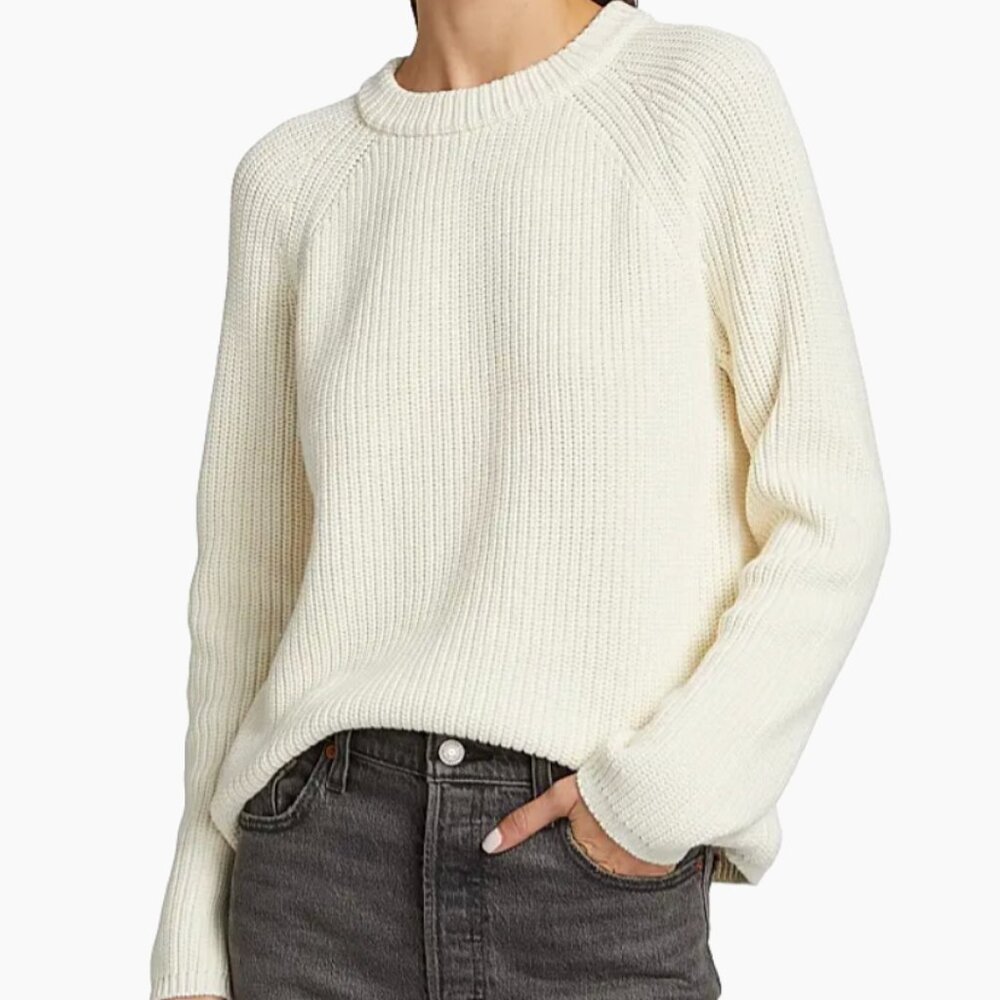 Jenni Kayne White Fisherman Cotton Sweater - XXS